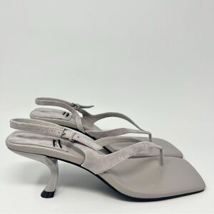 Jeffrey Campbell Light Gray Suede Thong Heels